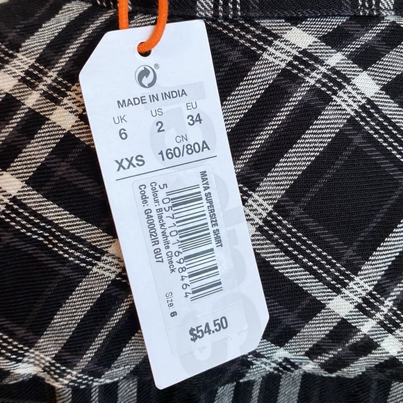 SuperDry Maya Supersize Shirt Black White Check - Picture 8 of 10